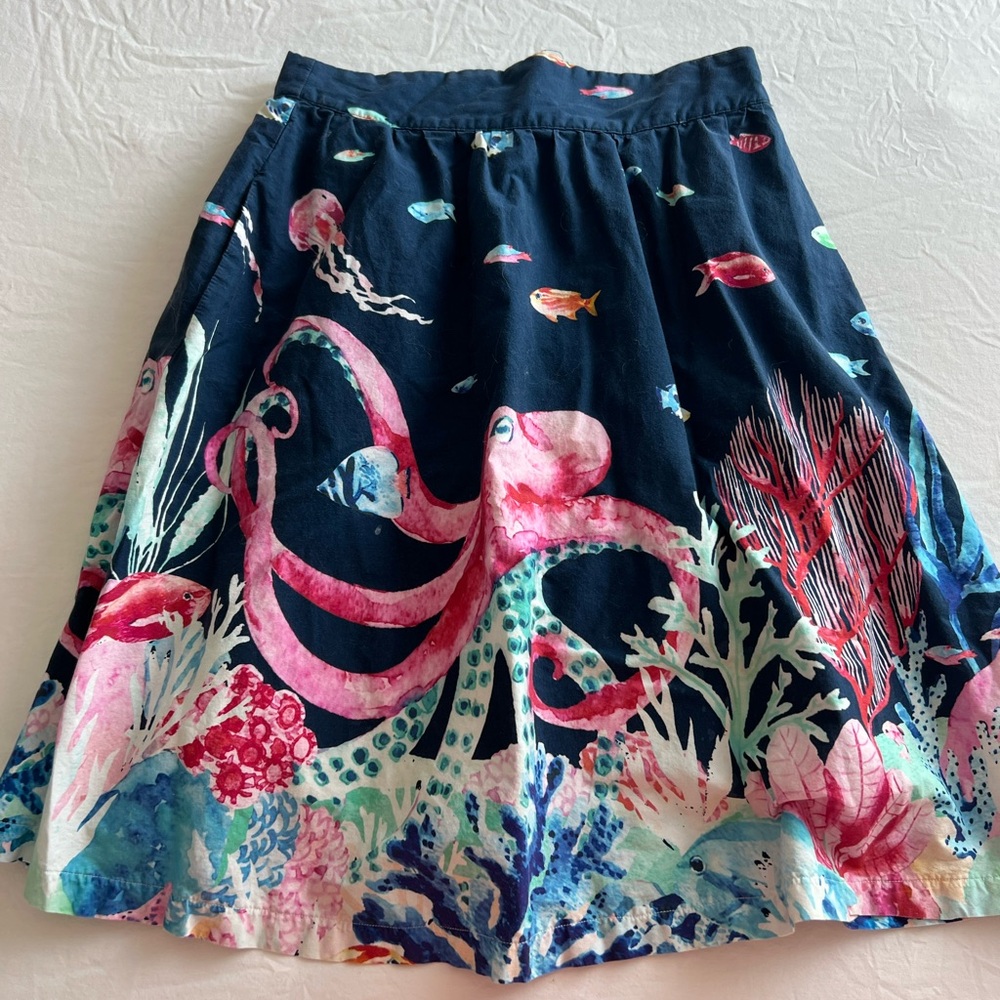 Modcloth Blue Pink Pleated Resort Skirt